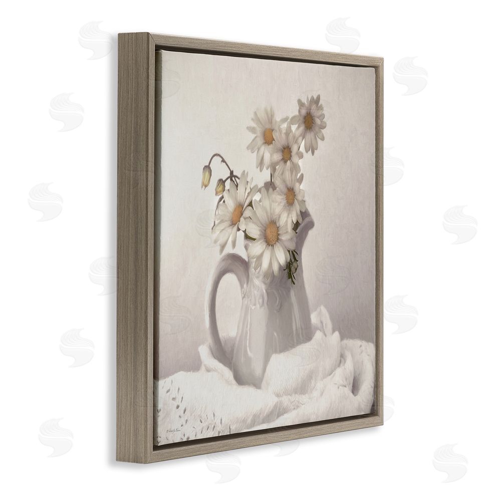 Robin-Lee Viera Simple Pleasures Daisy Vase Brown Floating Frame Canvas Wall Art Print
