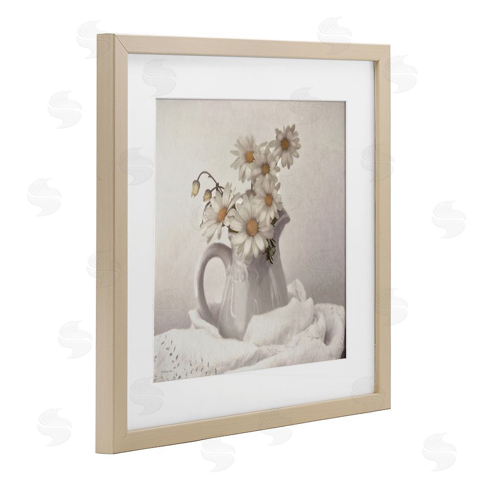 Robin-Lee Viera Simple Pleasures Daisy Vase Birch Framed Print Under Glass with White Mat Wall Art