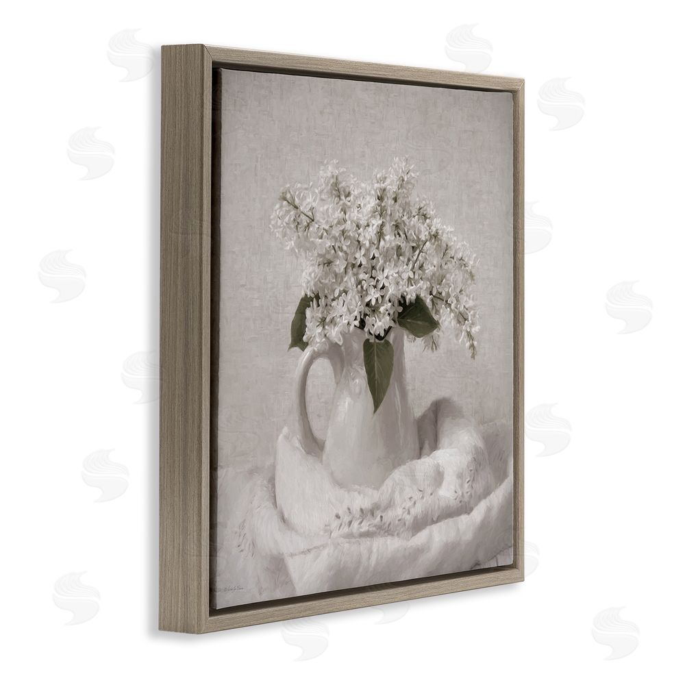 Robin-Lee Viera Lilac Simplicity Still Life Brown Floating Frame Canvas Wall Art Print