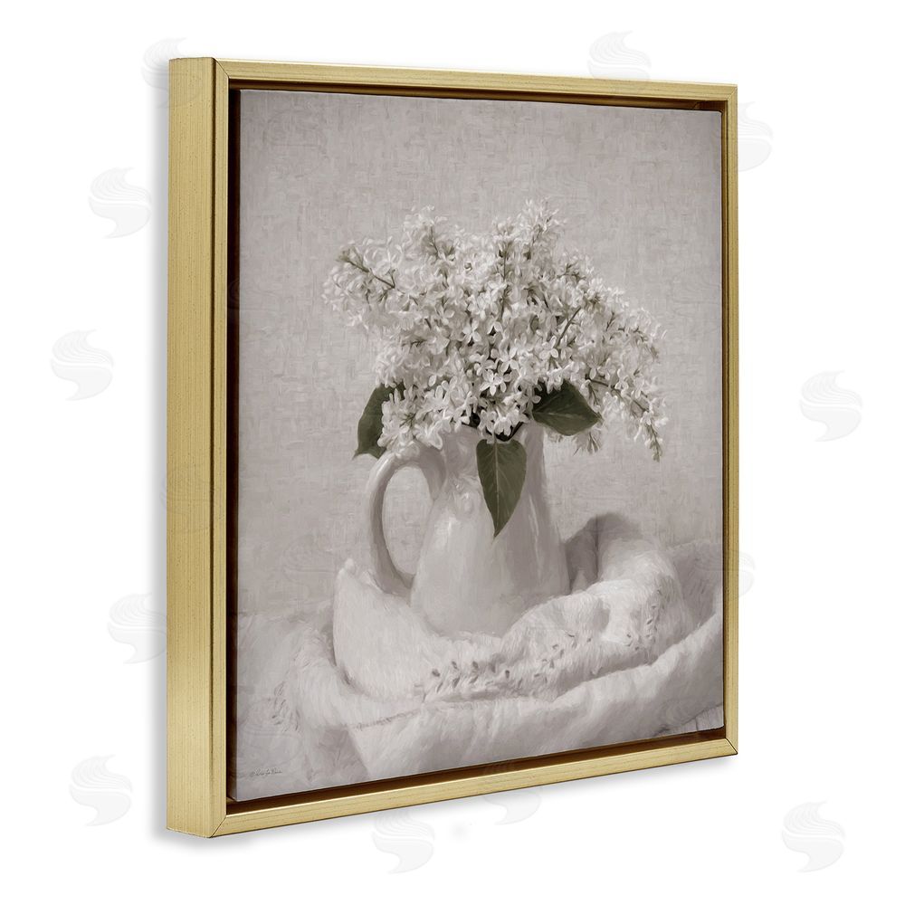 Robin-Lee Viera Lilac Simplicity Still Life Gold Floating Frame Canvas Wall Art Print