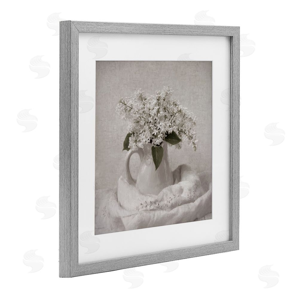 Robin-Lee Viera Lilac Simplicity Still Life Gray Framed Print Under Glass with White Mat Wall Art