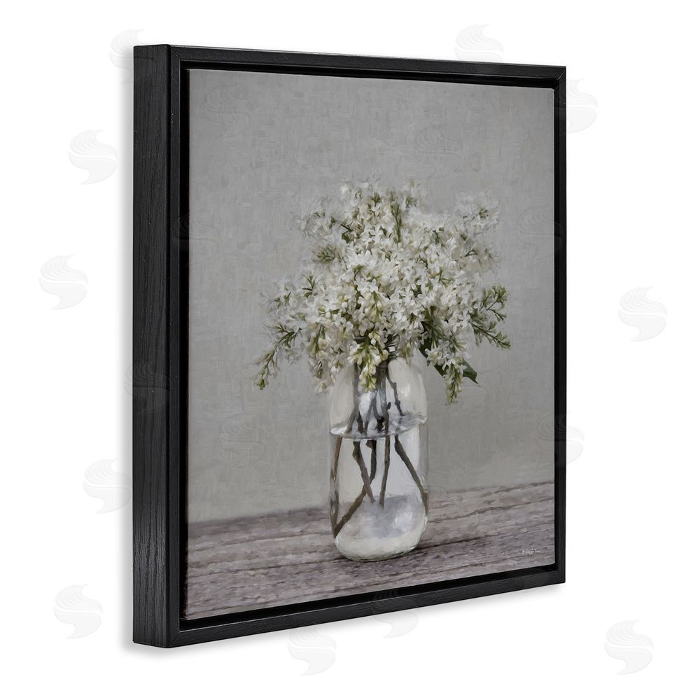 Robin-Lee Viera Lilac Simplicity Bouquet Black Floating Frame Canvas Wall Art Print