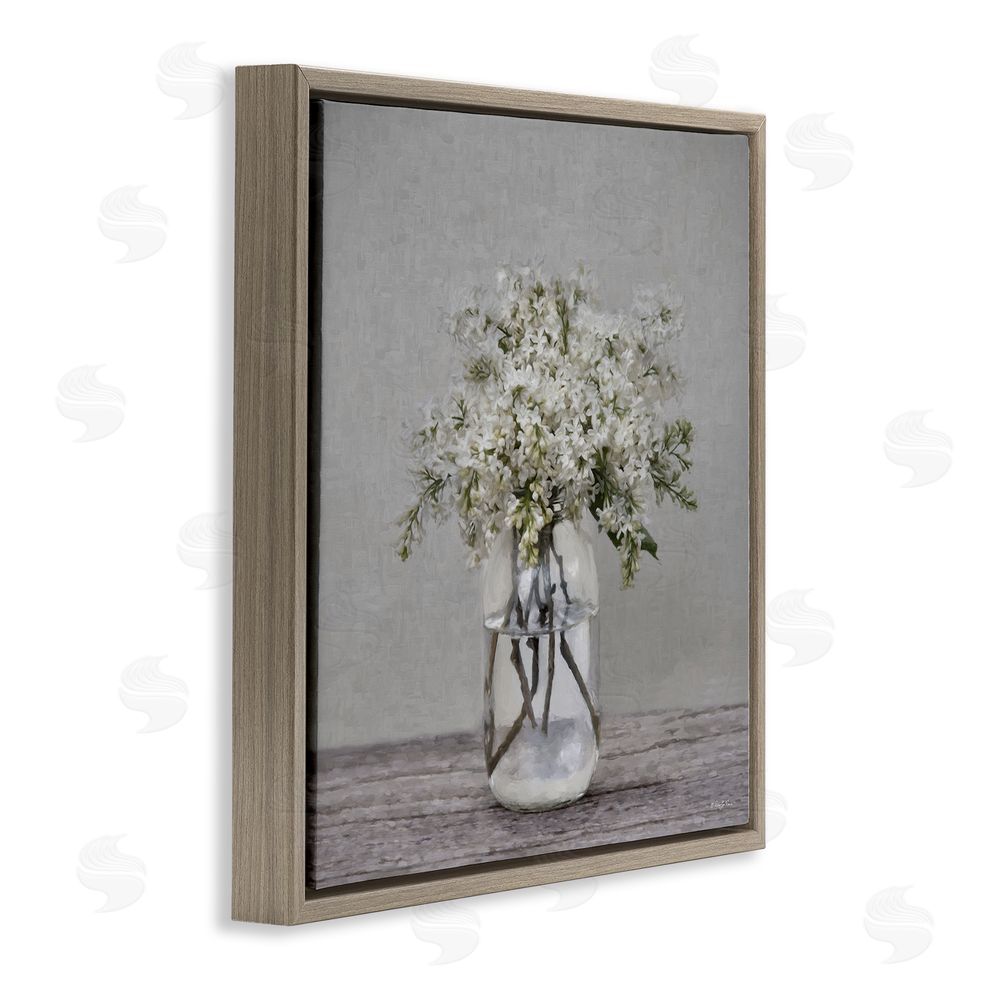 Robin-Lee Viera Lilac Simplicity Bouquet Brown Floating Frame Canvas Wall Art Print