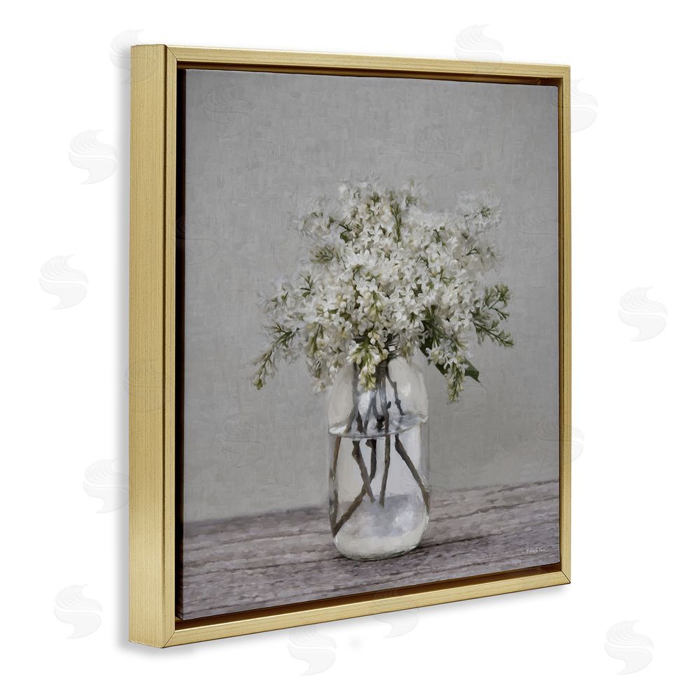 Robin-Lee Viera Lilac Simplicity Bouquet Gold Floating Frame Canvas Wall Art Print