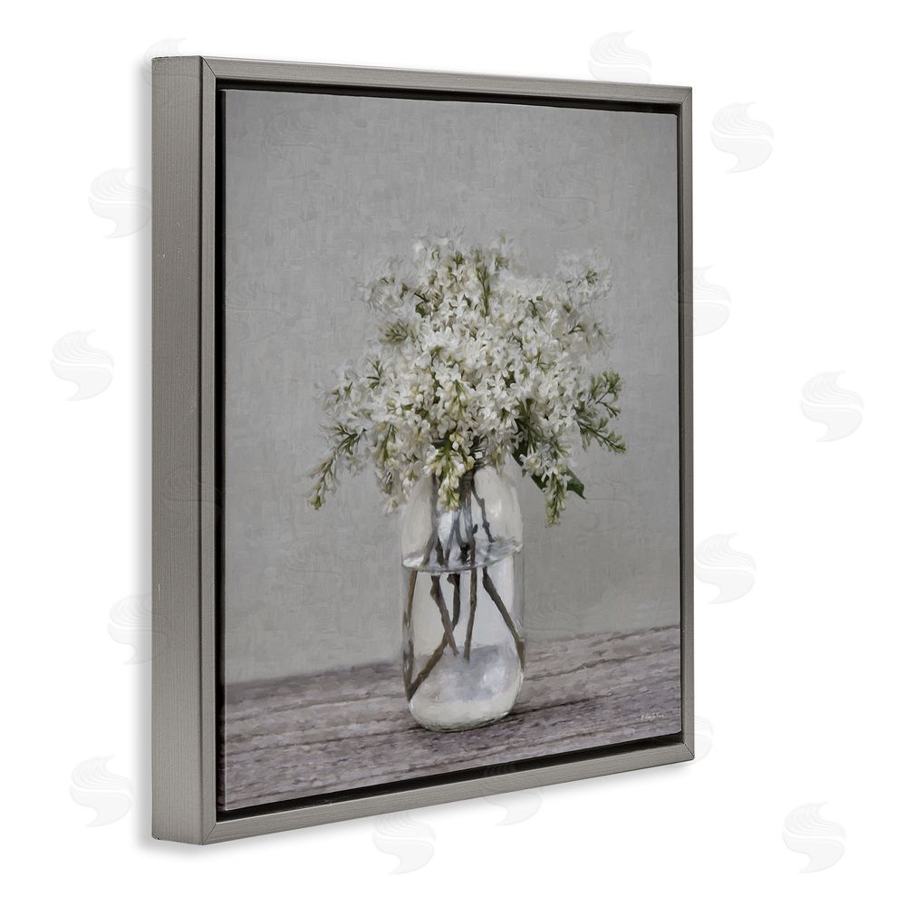 Robin-Lee Viera Lilac Simplicity Bouquet Gray Floating Frame Canvas Wall Art Print