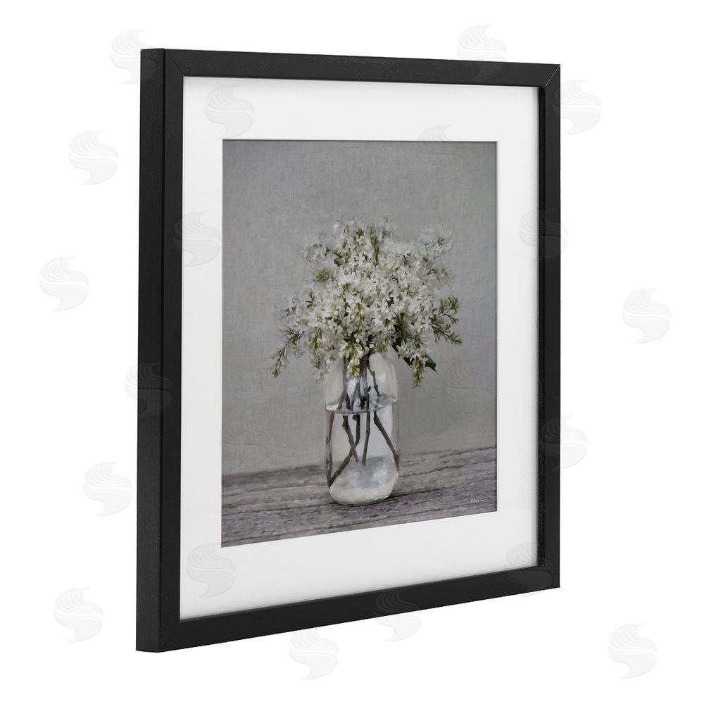 Robin-Lee Viera Lilac Simplicity Bouquet Black Framed Print Under Glass with White Mat Wall Art