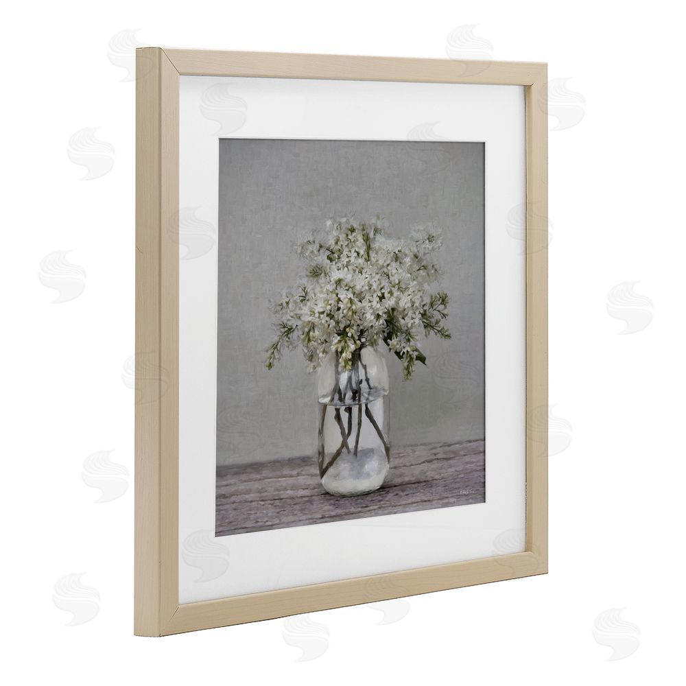 Robin-Lee Viera Lilac Simplicity Bouquet Birch Framed Print Under Glass with White Mat Wall Art