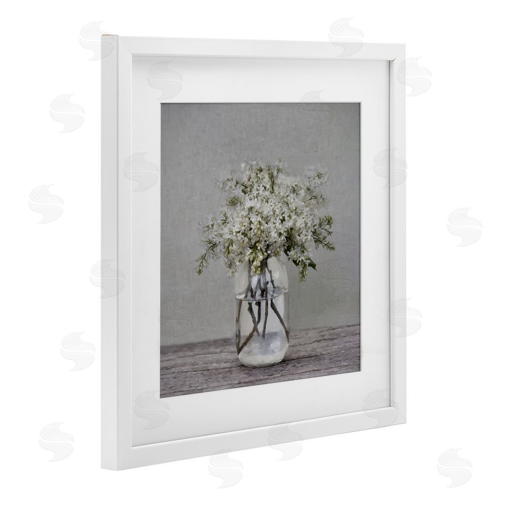 Robin-Lee Viera Lilac Simplicity Bouquet White Framed Print Under Glass with Mat Wall Art