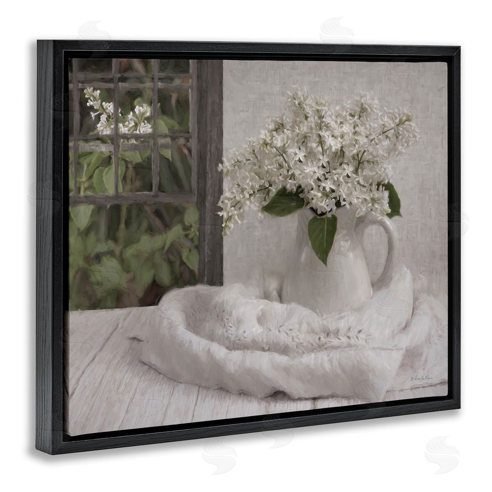 Robin-Lee Viera Fresh Lilacs Still Life Black Floating Frame Canvas Wall Art Print