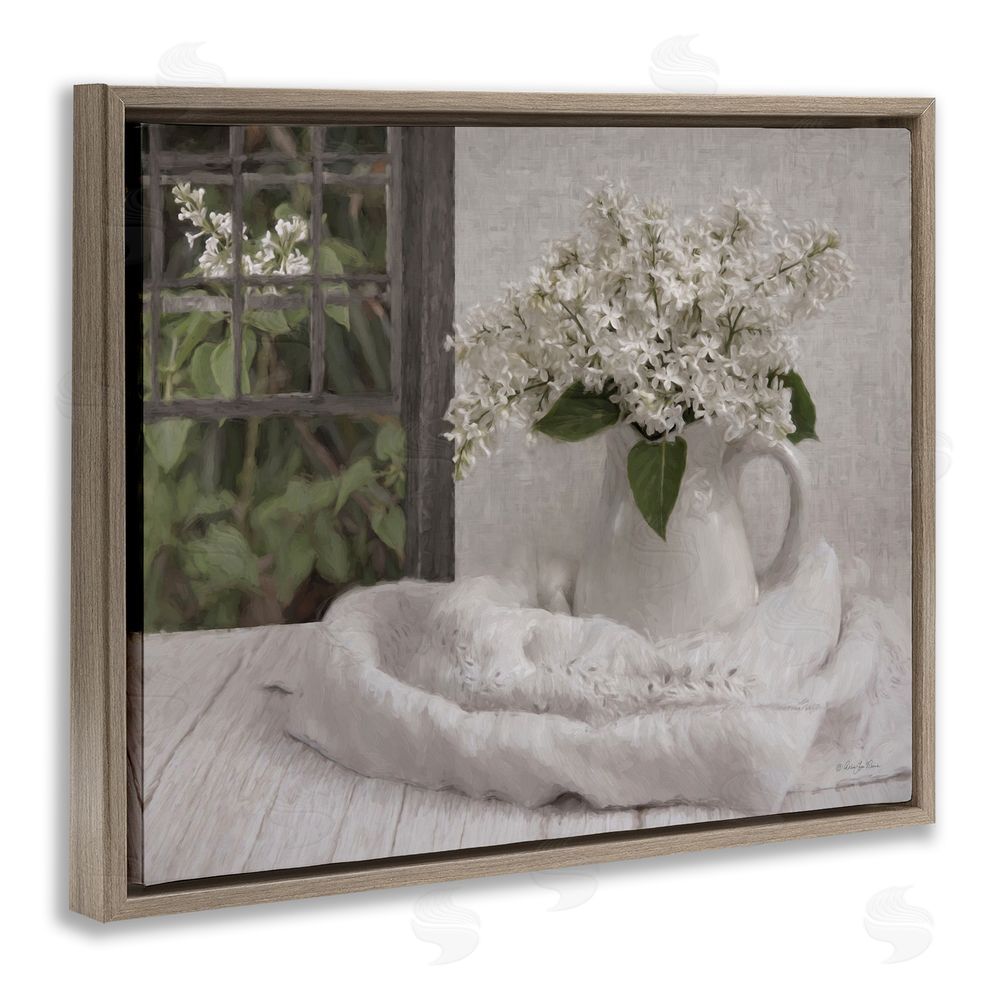 Robin-Lee Viera Fresh Lilacs Still Life Brown Floating Frame Canvas Wall Art Print