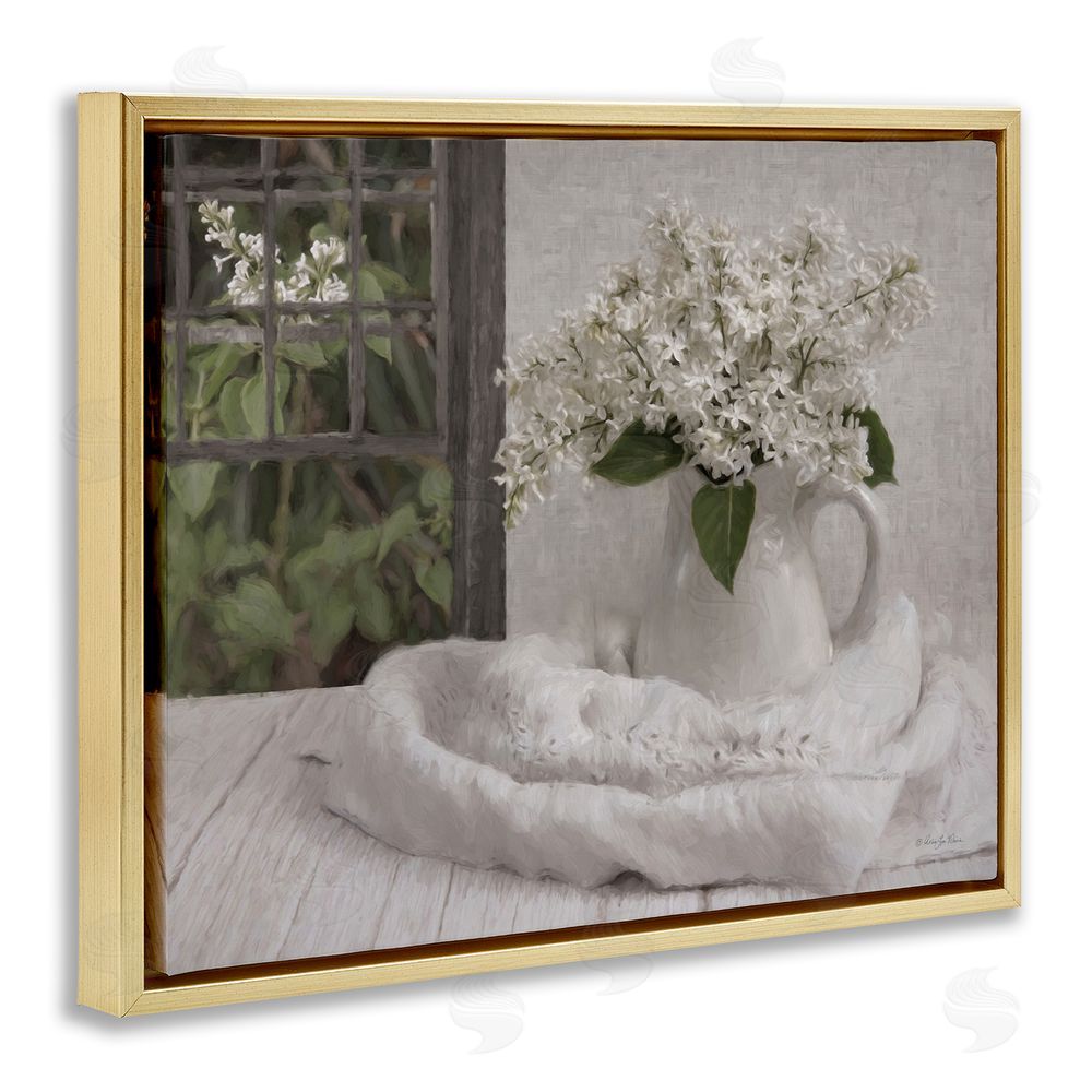 Robin-Lee Viera Fresh Lilacs Still Life Gold Floating Frame Canvas Wall Art Print