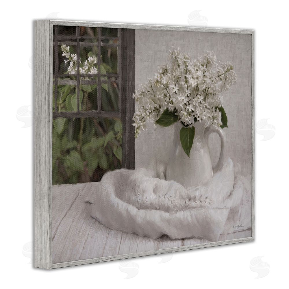Robin-Lee Viera Fresh Lilacs Still Life Gray Framed Giclee Wall Art Print