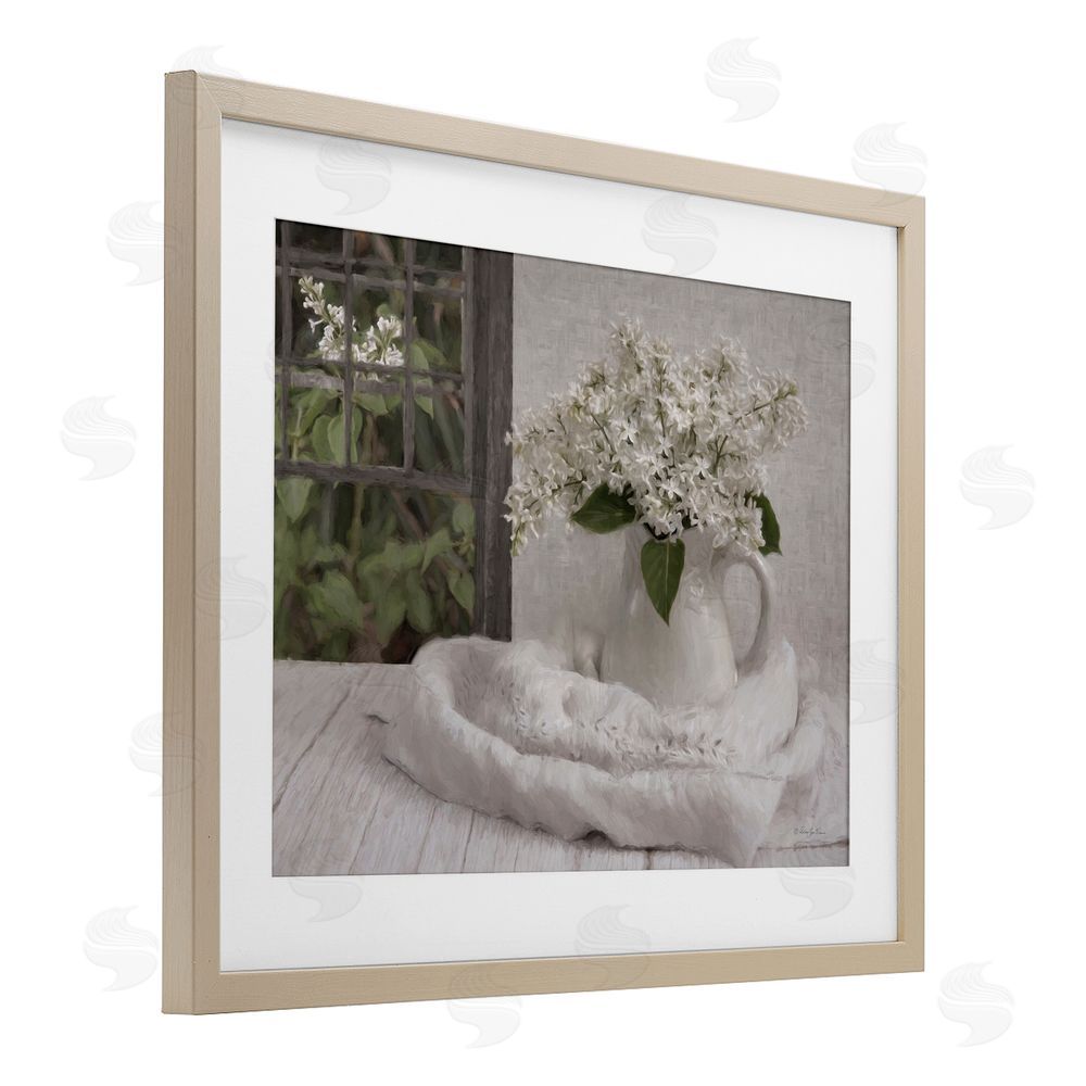 Robin-Lee Viera Fresh Lilacs Still Life Birch Framed Print Under Glass with White Mat Wall Art