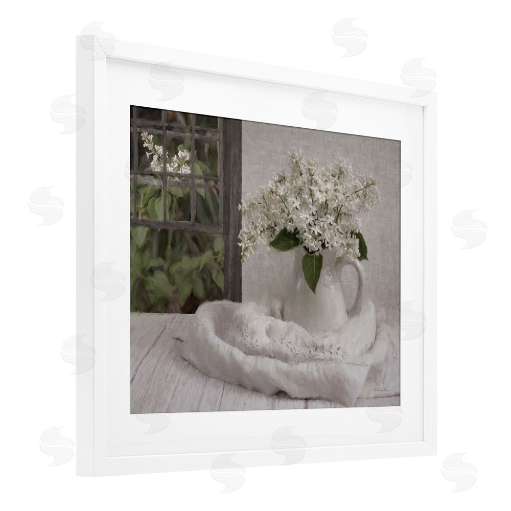 Robin-Lee Viera Fresh Lilacs Still Life White Framed Print Under Glass with Mat Wall Art