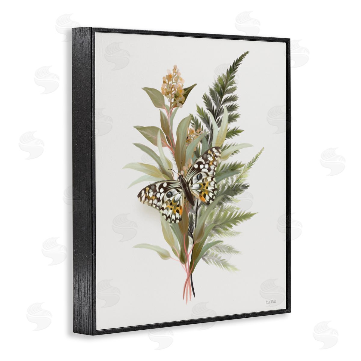 House Fenway Butterfly Grove Forest Ferns Black Framed Giclee Wall Art Print
