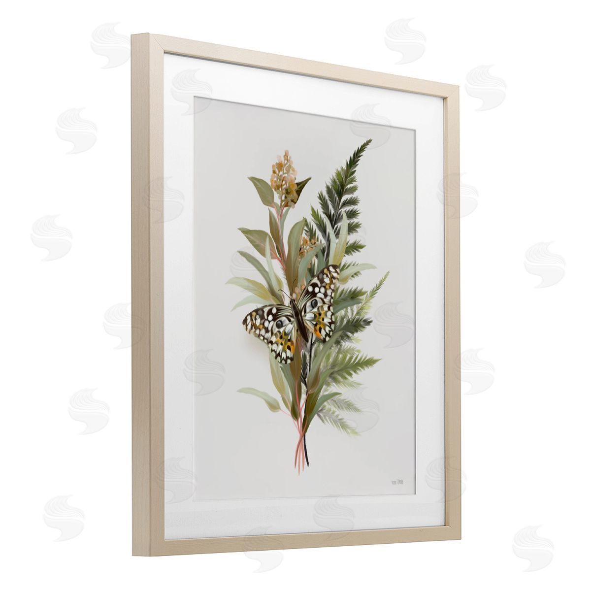 House Fenway Butterfly Grove Forest Ferns Birch Framed Print Under Glass with White Mat Wall Art