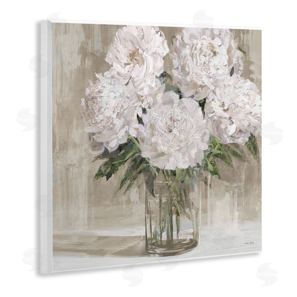 Amber Sterling Peony Blooms Beige Neutral Wall Plaque Art Print