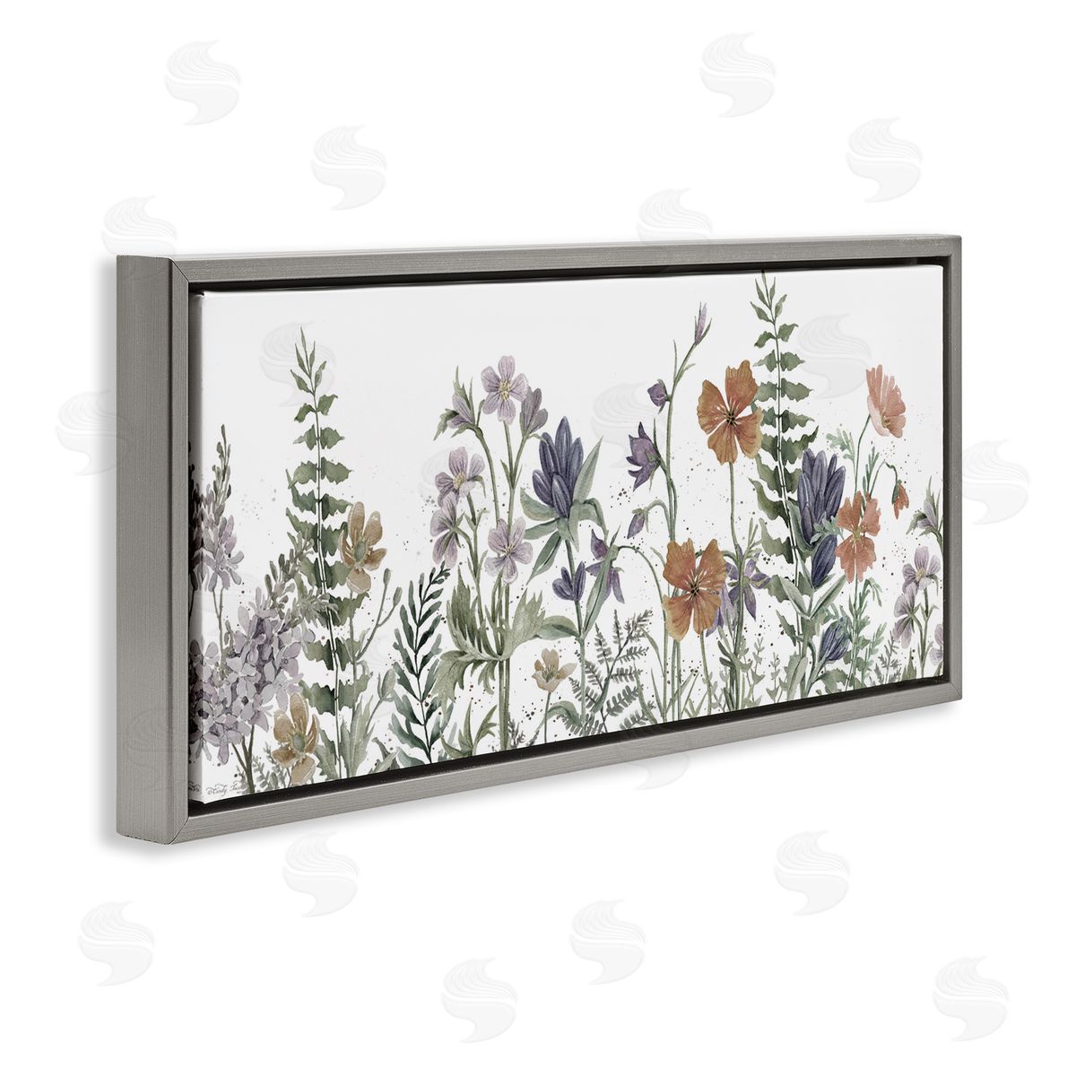 Cindy Jacobs Blushing Summer Botanicals Gray Floating Frame Canvas Wall Art Print
