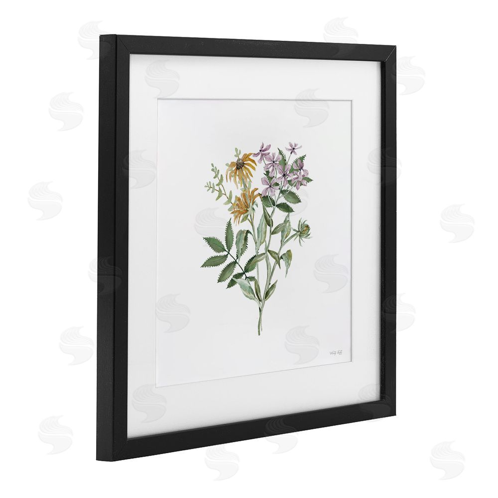 Cindy Jacobs Blooming Botanical Mix Black Framed Print Under Glass with White Mat Wall Art