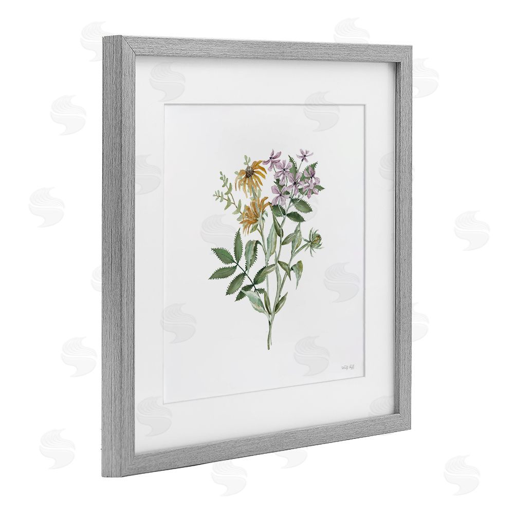Cindy Jacobs Blooming Botanical Mix Gray Framed Print Under Glass with White Mat Wall Art