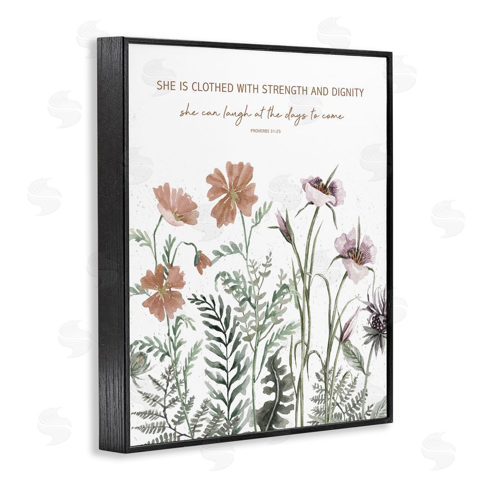 Cindy Jacobs Clothed with Strength Botanicals Black Framed Giclee Wall Art Print