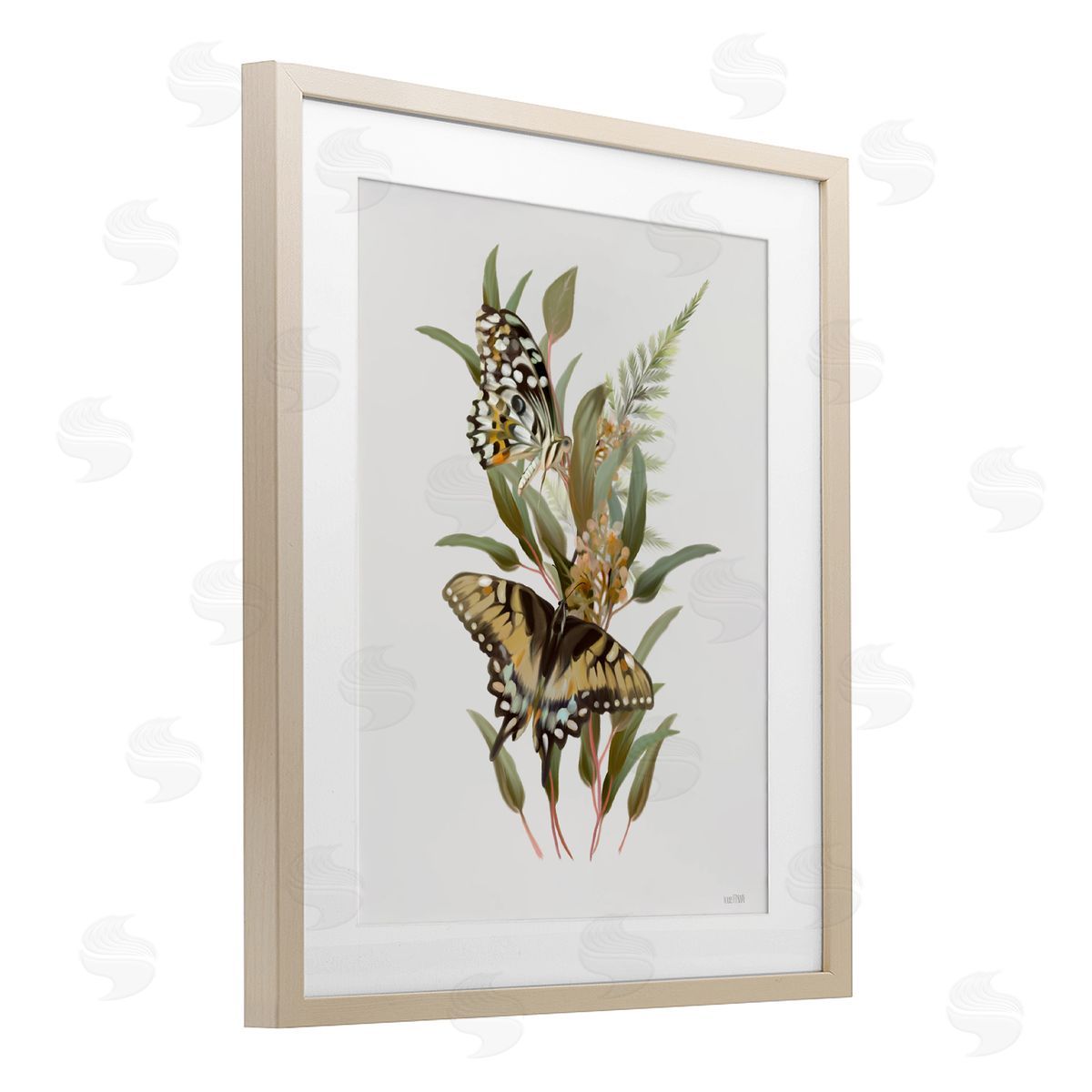 House Fenway Butterfly Grove Forest Greenery Birch Framed Print Under Glass with White Mat Wall Art