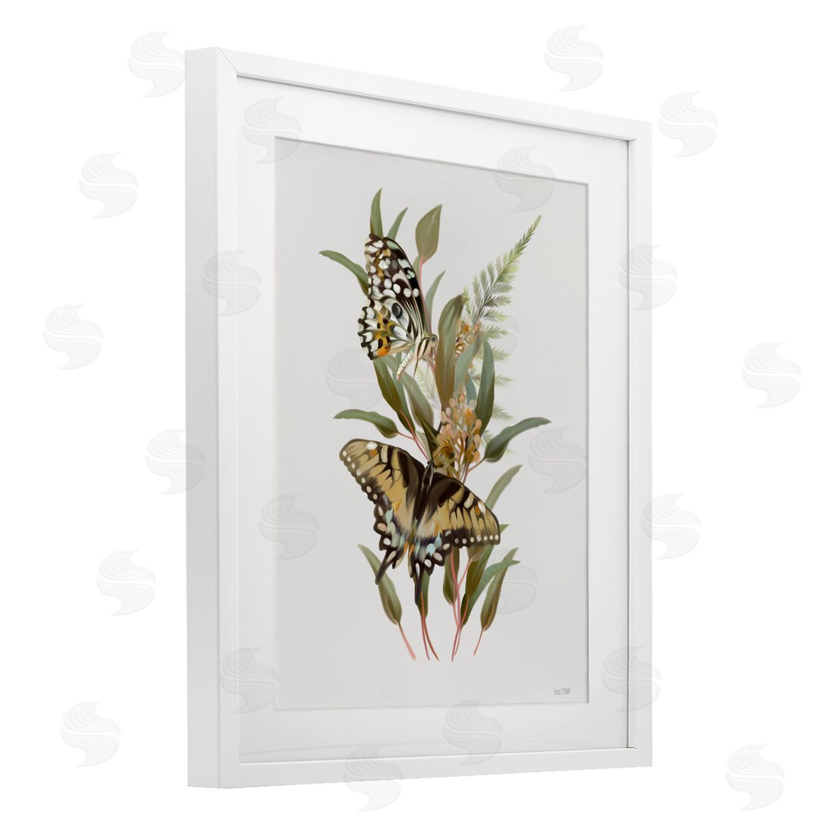 House Fenway Butterfly Grove Forest Greenery White Framed Print Under Glass with Mat Wall Art