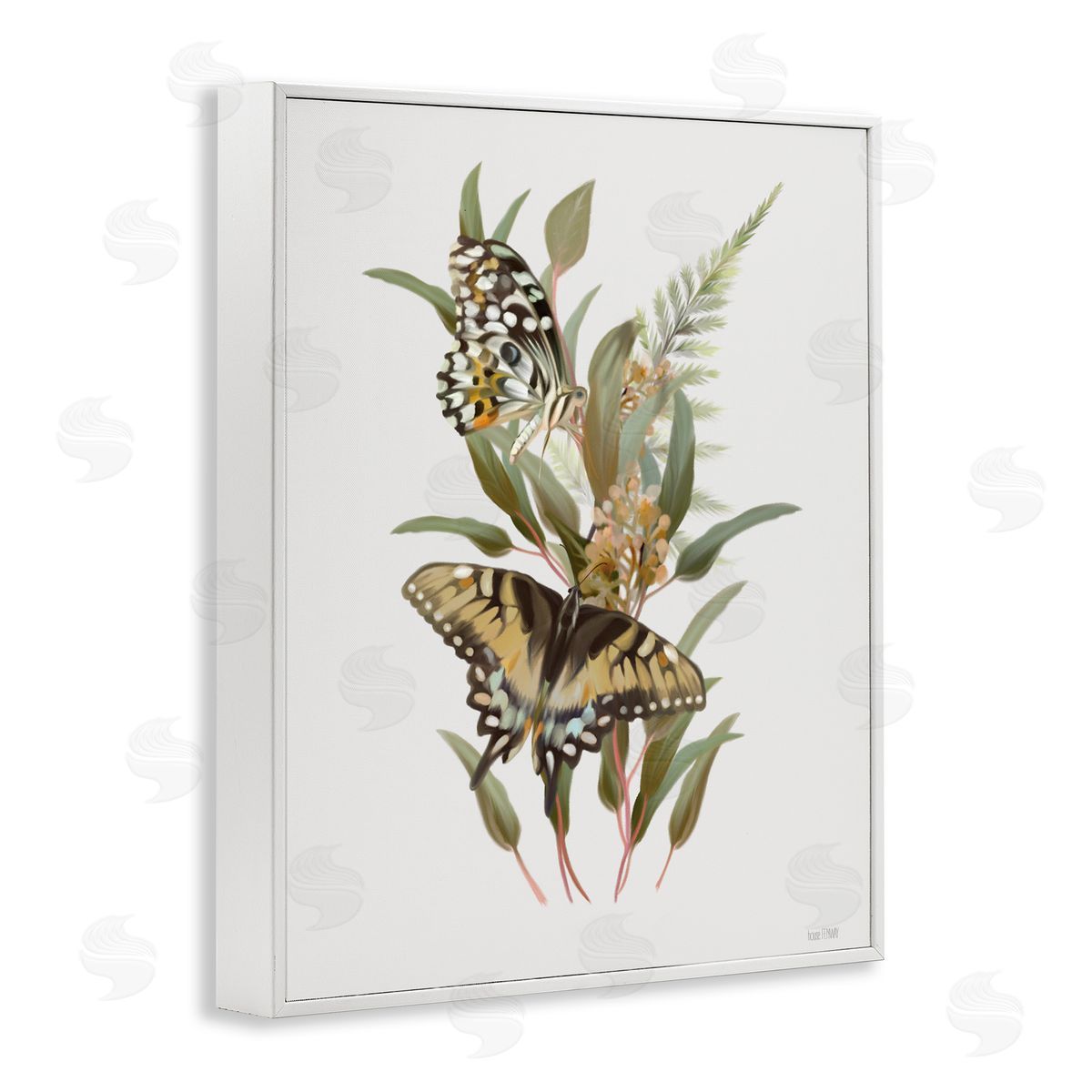 House Fenway Butterfly Grove Forest Greenery White Framed Giclee Wall Art Print