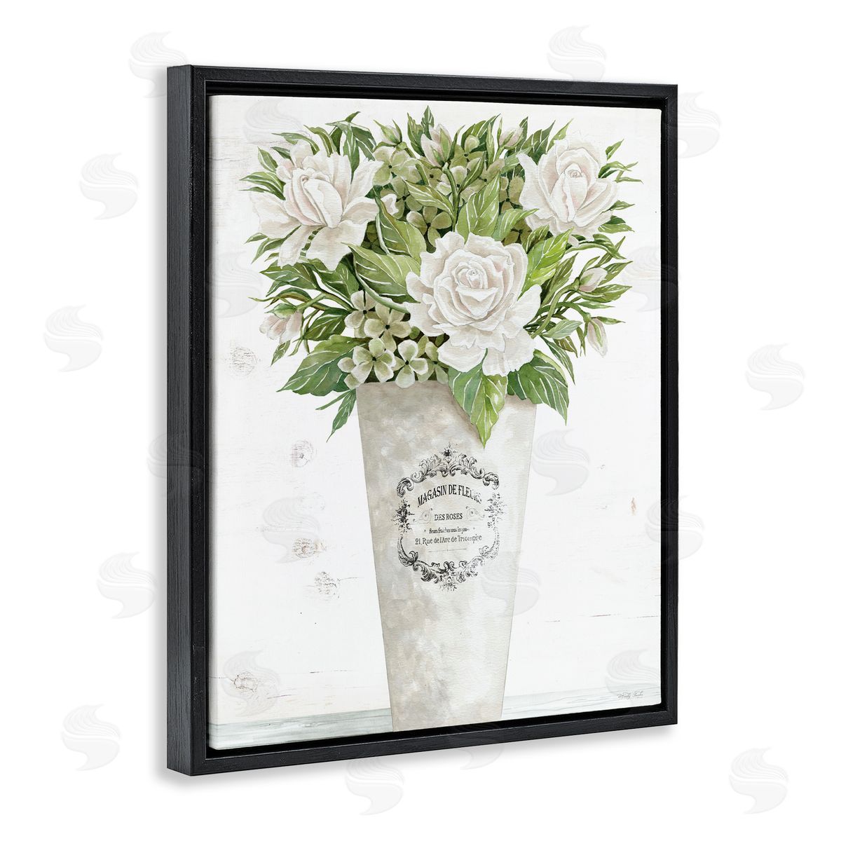 Cindy Jacobs Les Fleurs Des Roses Black Floating Frame Canvas Wall Art Print
