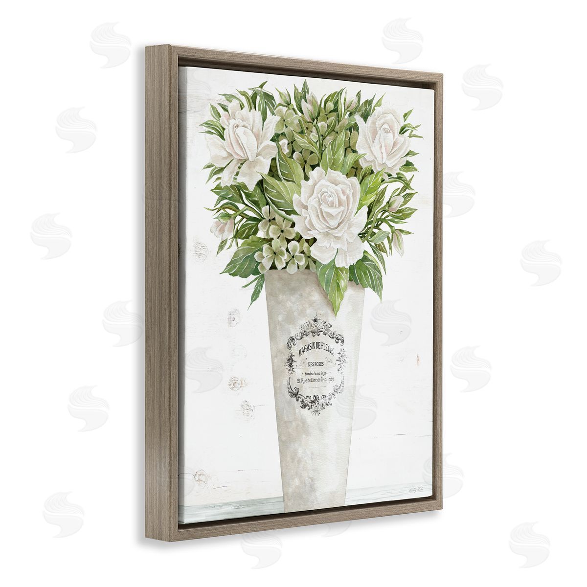 Cindy Jacobs Les Fleurs Des Roses Brown Floating Frame Canvas Wall Art Print