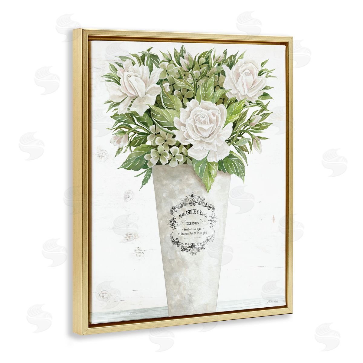 Cindy Jacobs Les Fleurs Des Roses Gold Floating Frame Canvas Wall Art Print