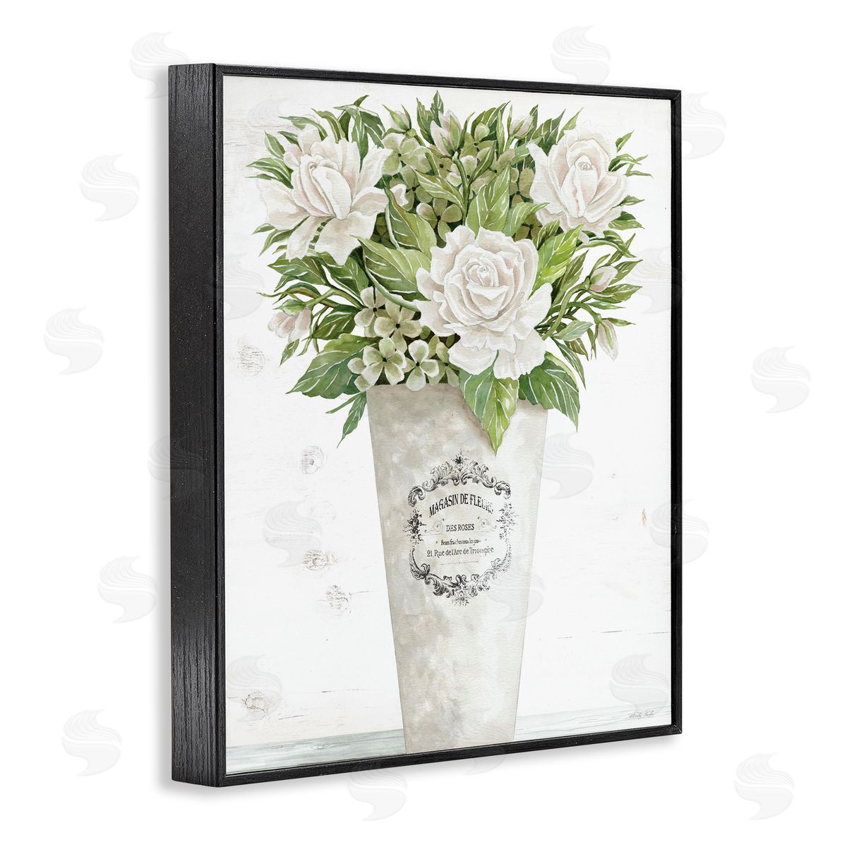 Cindy Jacobs Les Fleurs Des Roses Black Framed Giclee Wall Art Print