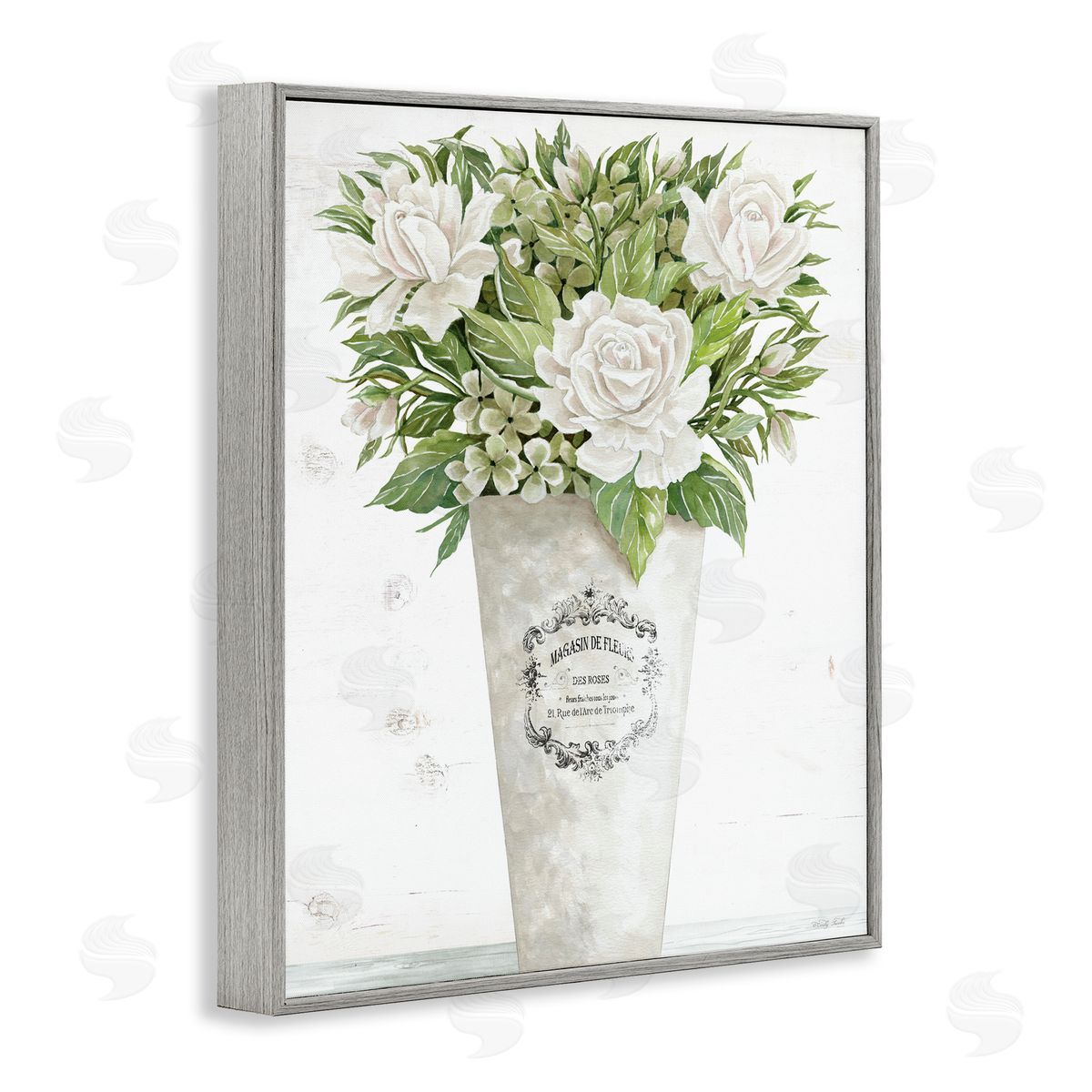 Cindy Jacobs Les Fleurs Des Roses Gray Framed Giclee Wall Art Print