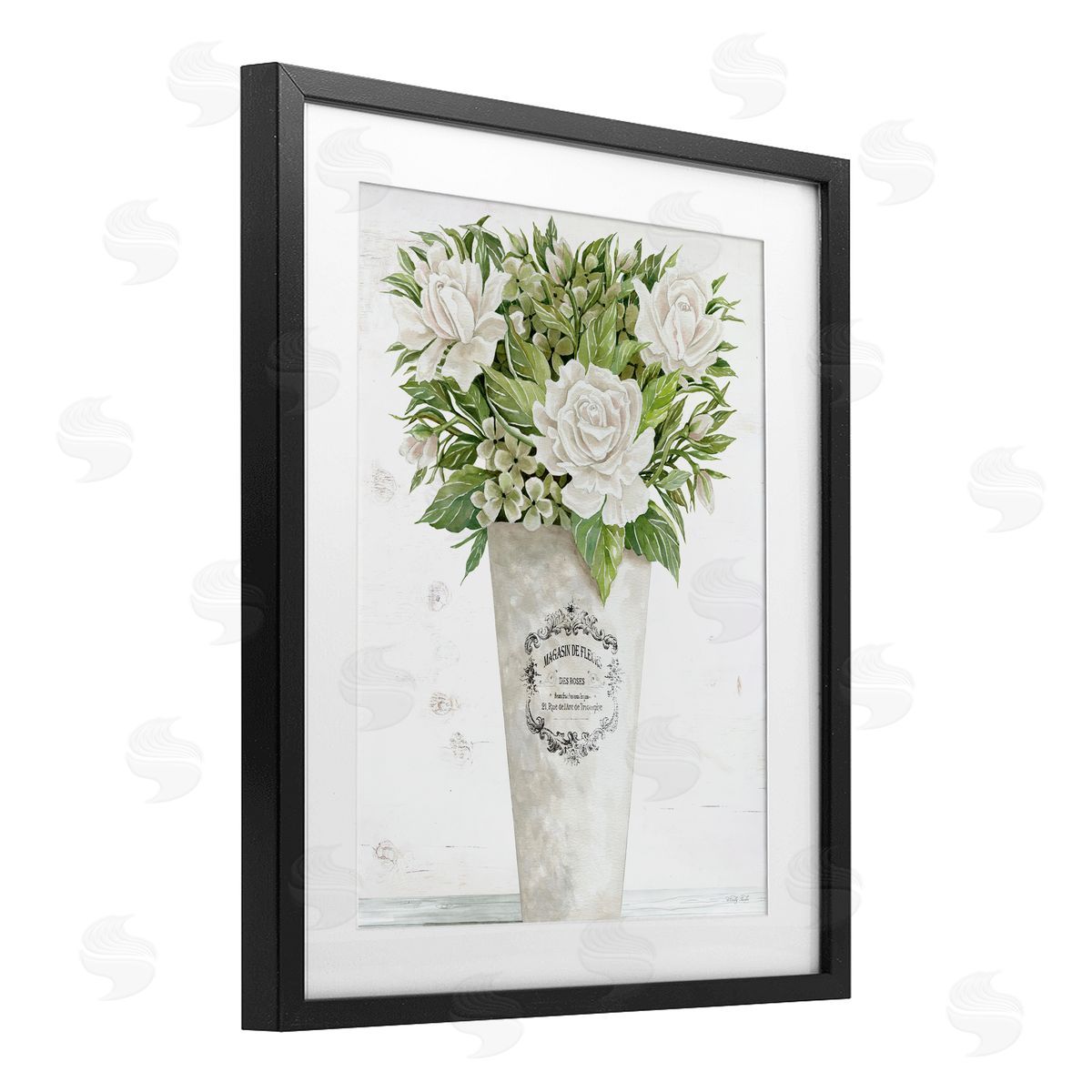 Cindy Jacobs Les Fleurs Des Roses Black Framed Print Under Glass with White Mat Wall Art