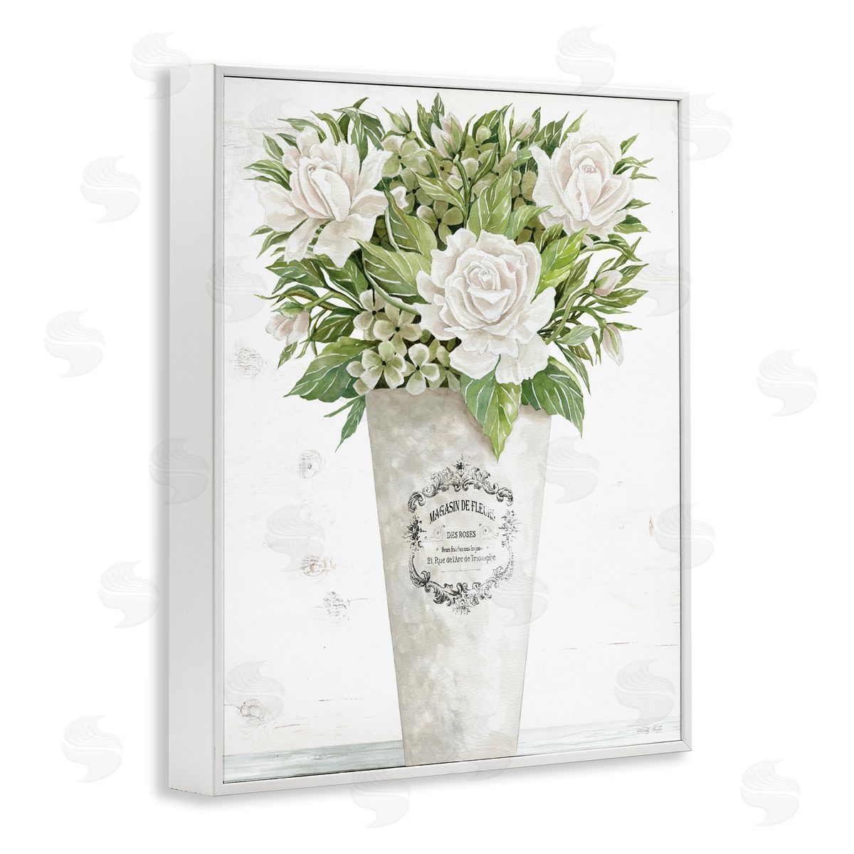 Cindy Jacobs Les Fleurs Des Roses White Framed Giclee Wall Art Print
