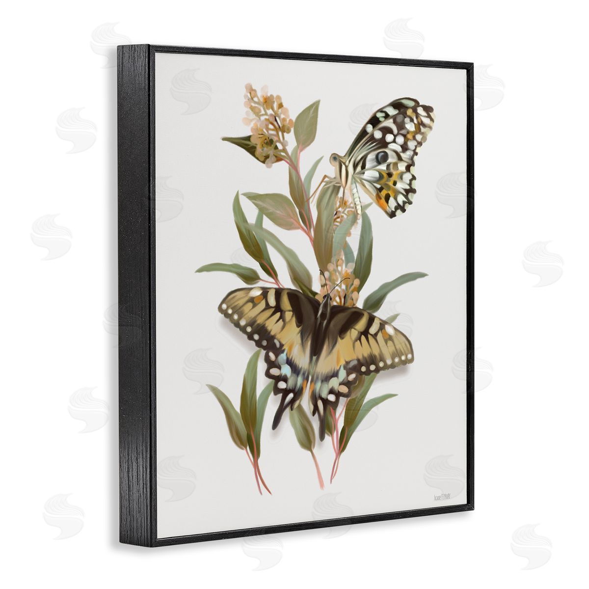 House Fenway Butterfly Grove Green Grasses Black Framed Giclee Wall Art Print