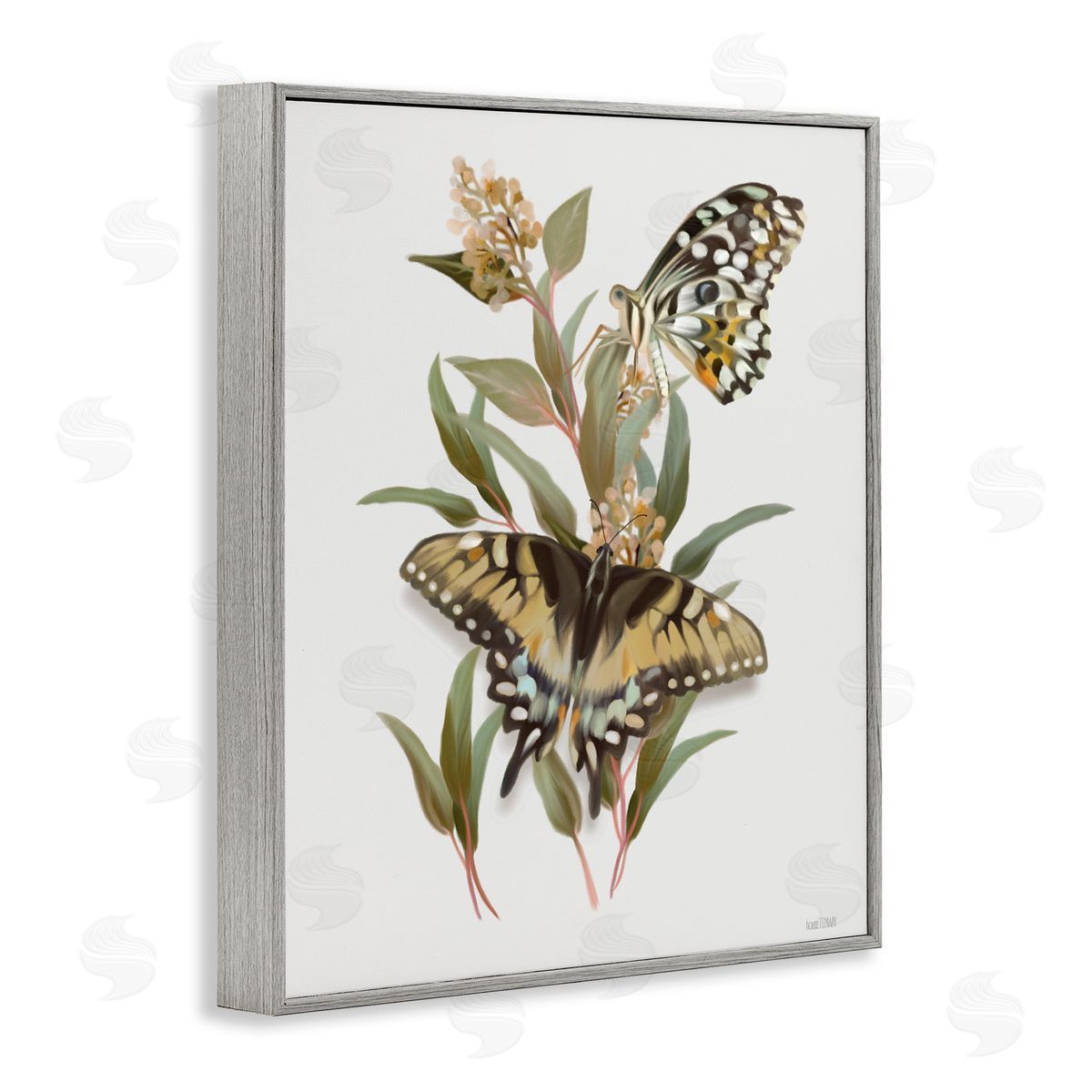 House Fenway Butterfly Grove Green Grasses Gray Framed Giclee Wall Art Print