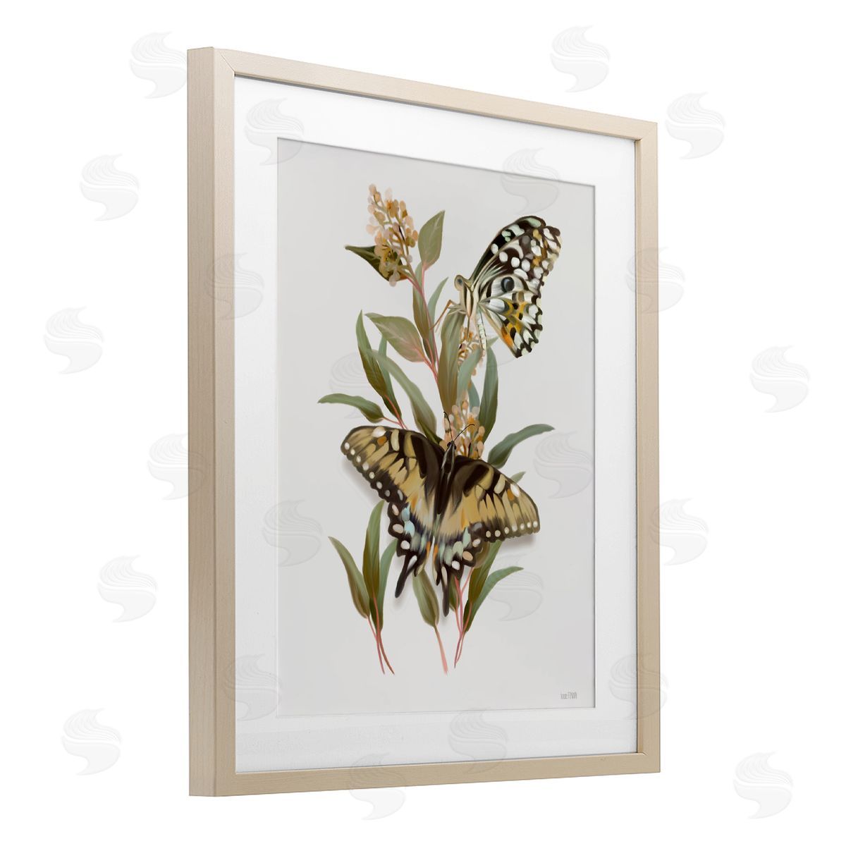 House Fenway Butterfly Grove Green Grasses Birch Framed Print Under Glass with White Mat Wall Art