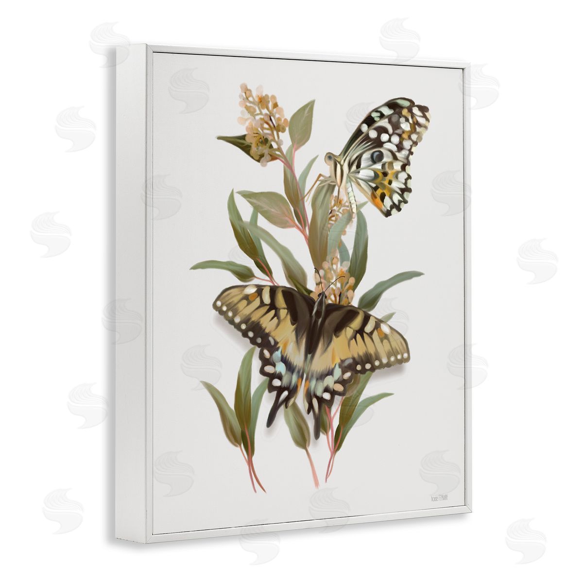 House Fenway Butterfly Grove Green Grasses White Framed Giclee Wall Art Print