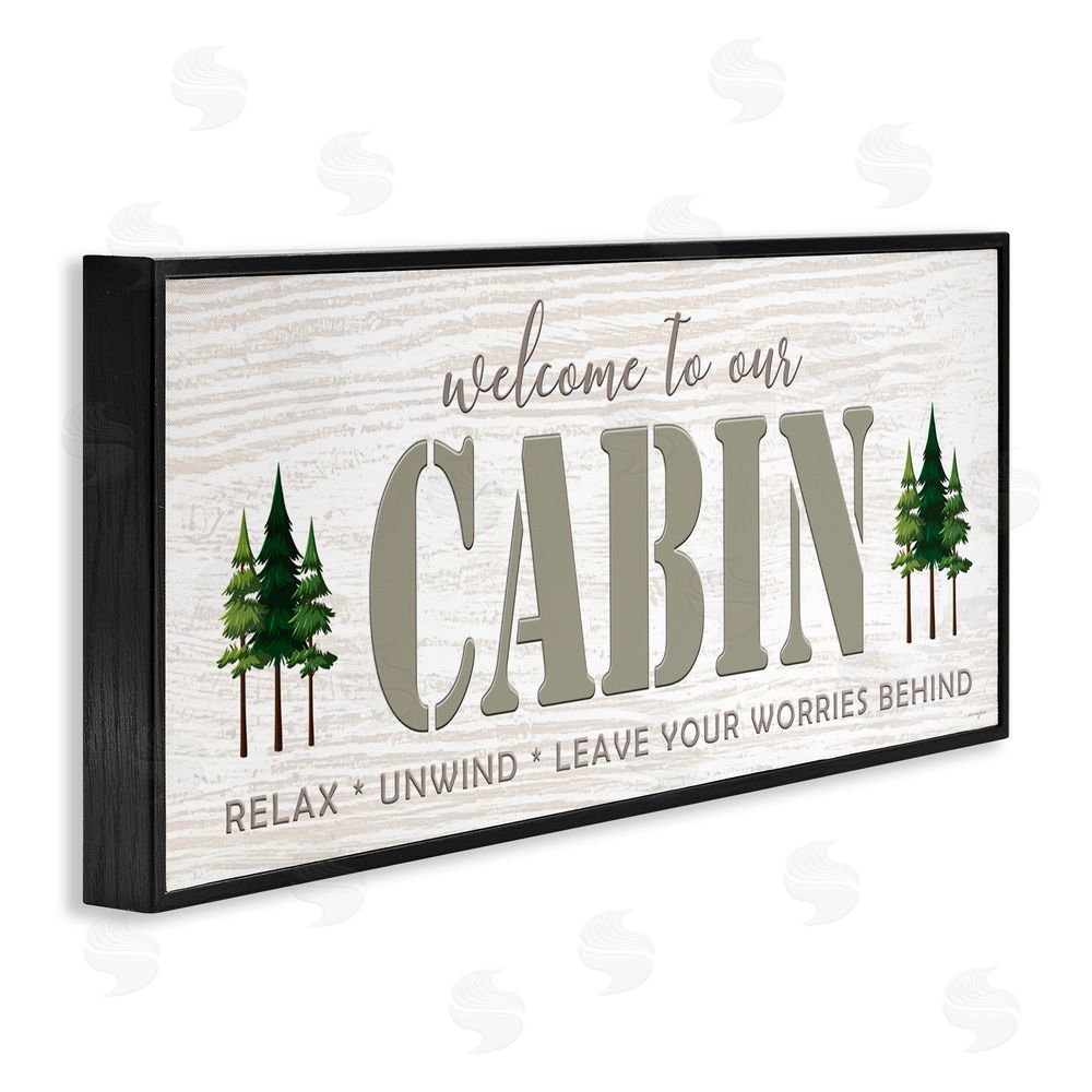Seven Trees Design Cabin Welcome Nature Escape Black Framed Giclee Wall Art Print