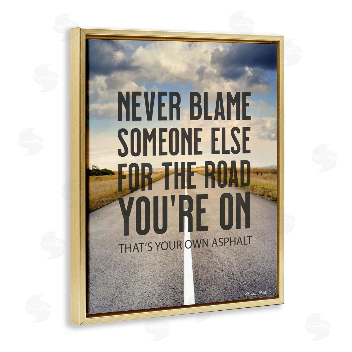 Susan Ball Your Own Asphalt Pun Gold Floating Frame Canvas Wall Art Print