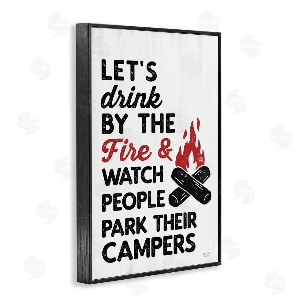 Lux + Me Designs Let's Drink by the Fire Black Framed Giclee Wall Art Print