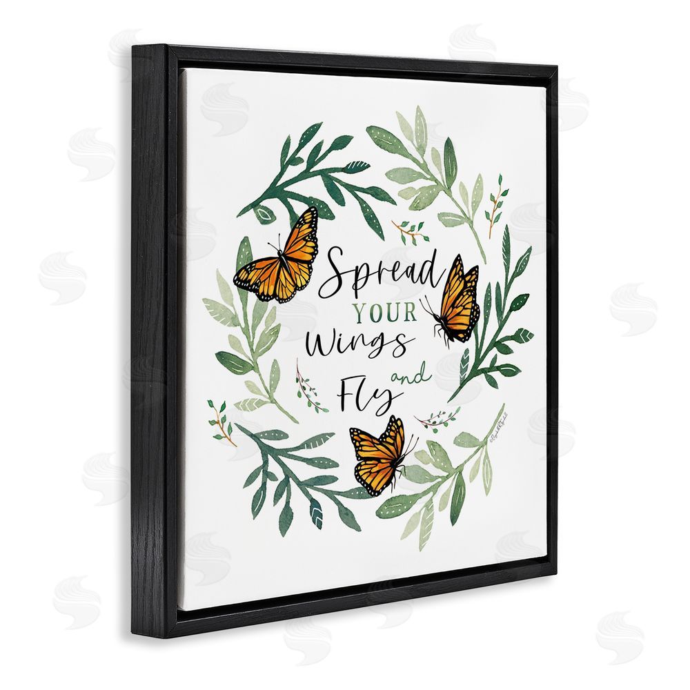 Elizabeth Tyndall Spread Your Wings Butterflies Black Floating Frame Canvas Wall Art Print