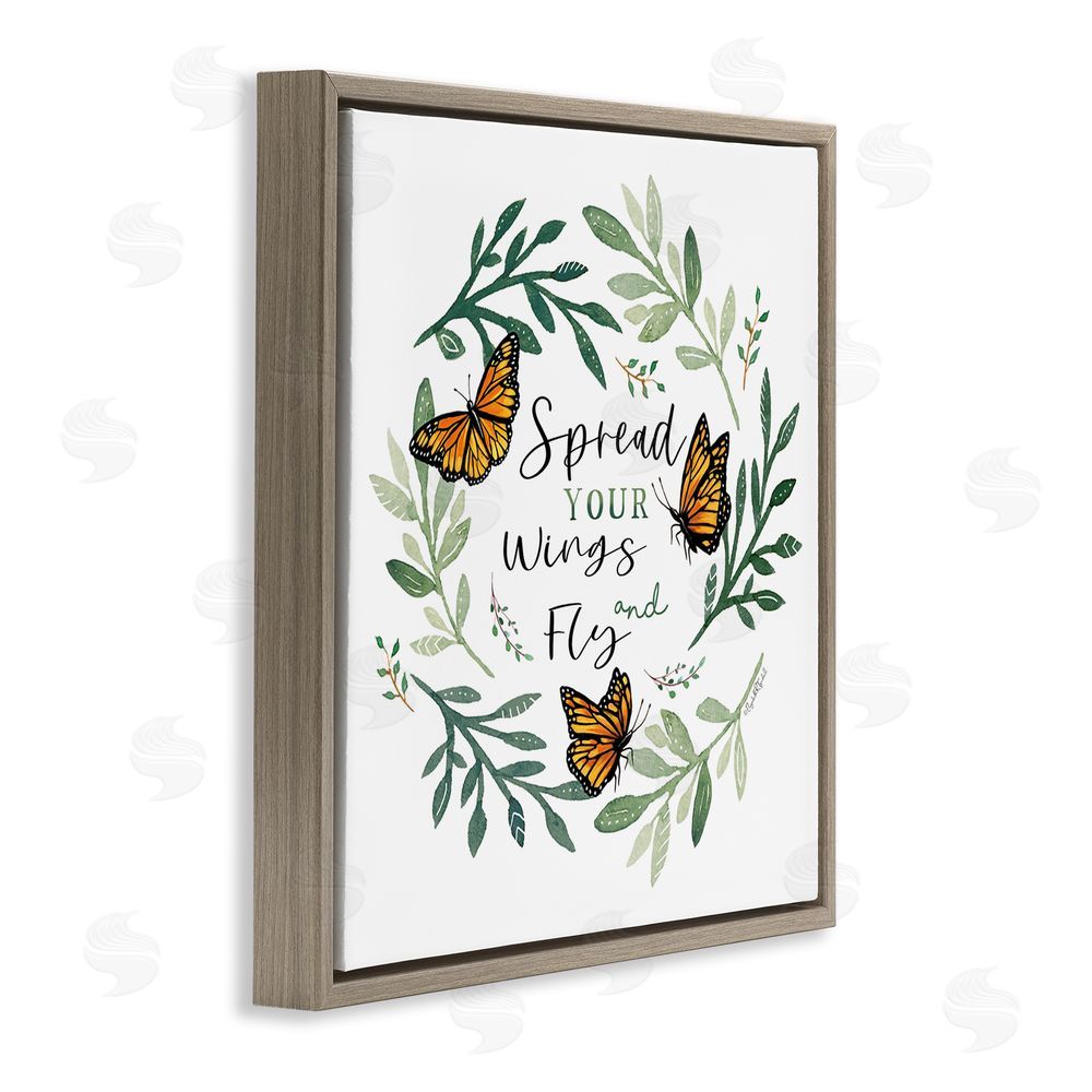 Elizabeth Tyndall Spread Your Wings Butterflies Brown Floating Frame Canvas Wall Art Print