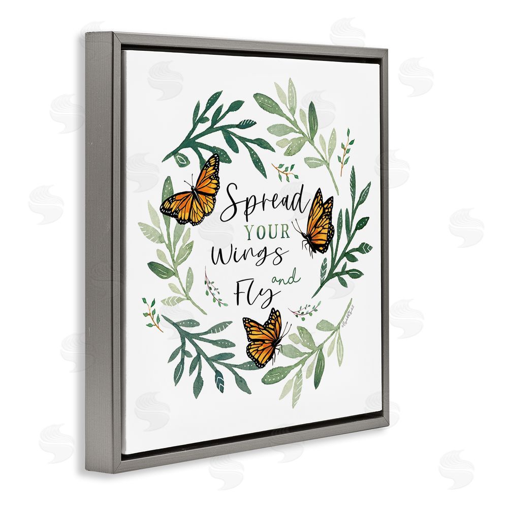Elizabeth Tyndall Spread Your Wings Butterflies Gray Floating Frame Canvas Wall Art Print
