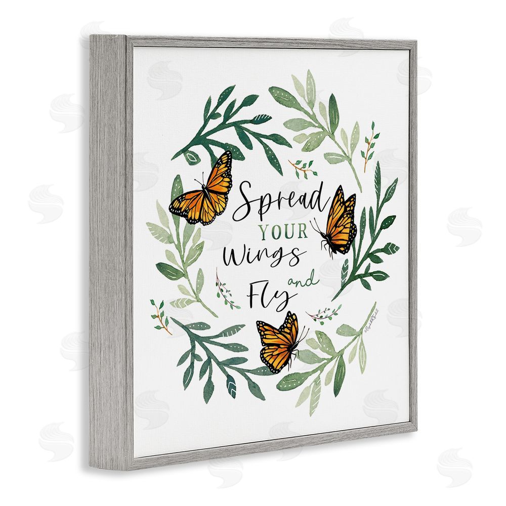 Elizabeth Tyndall Spread Your Wings Butterflies Gray Framed Giclee Wall Art Print