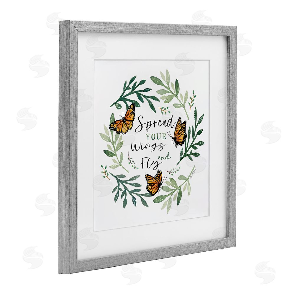 Elizabeth Tyndall Spread Your Wings Butterflies Gray Framed Print Under Glass with White Mat Wall Art