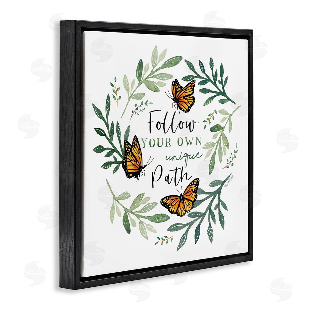 Elizabeth Tyndall Follow Unique Path Butterflies Black Floating Frame Canvas Wall Art Print