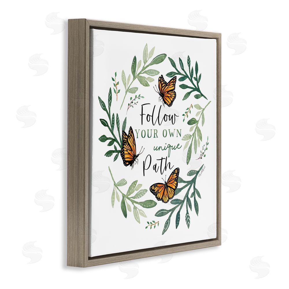 Elizabeth Tyndall Follow Unique Path Butterflies Brown Floating Frame Canvas Wall Art Print