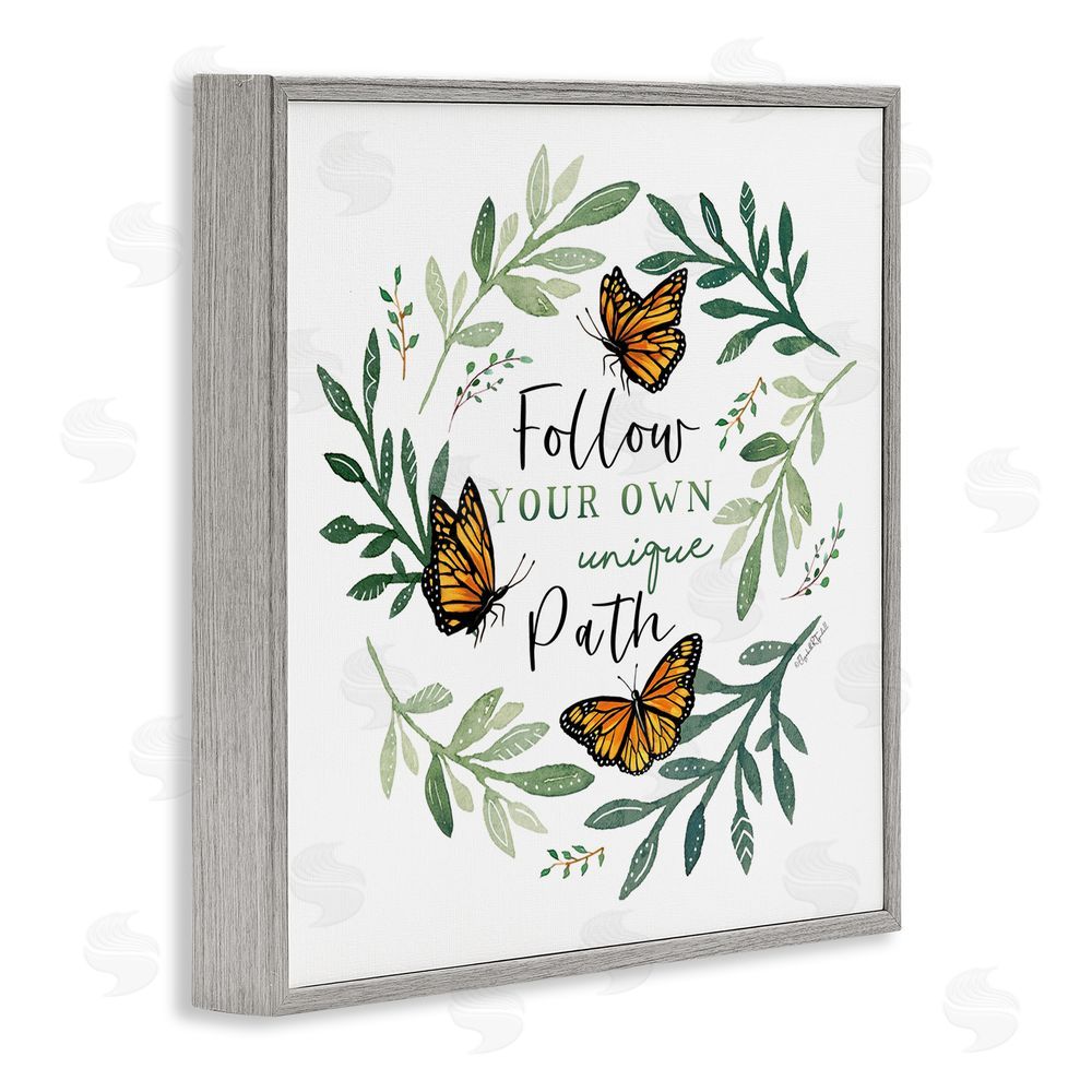 Elizabeth Tyndall Follow Unique Path Butterflies Gray Framed Giclee Wall Art Print